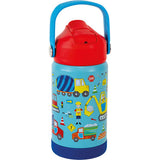 Floss and rock stainless steel insulated water bottle with flip top lid and handle