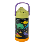 Floss and rock stainless steel insulated water bottle with flip top lid and handle